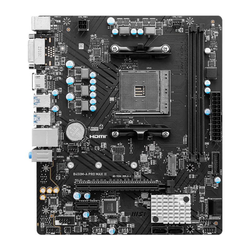 MSI B450M-A Pro Max II AMD AM4 MATX Gaming Motherboard - Image 2