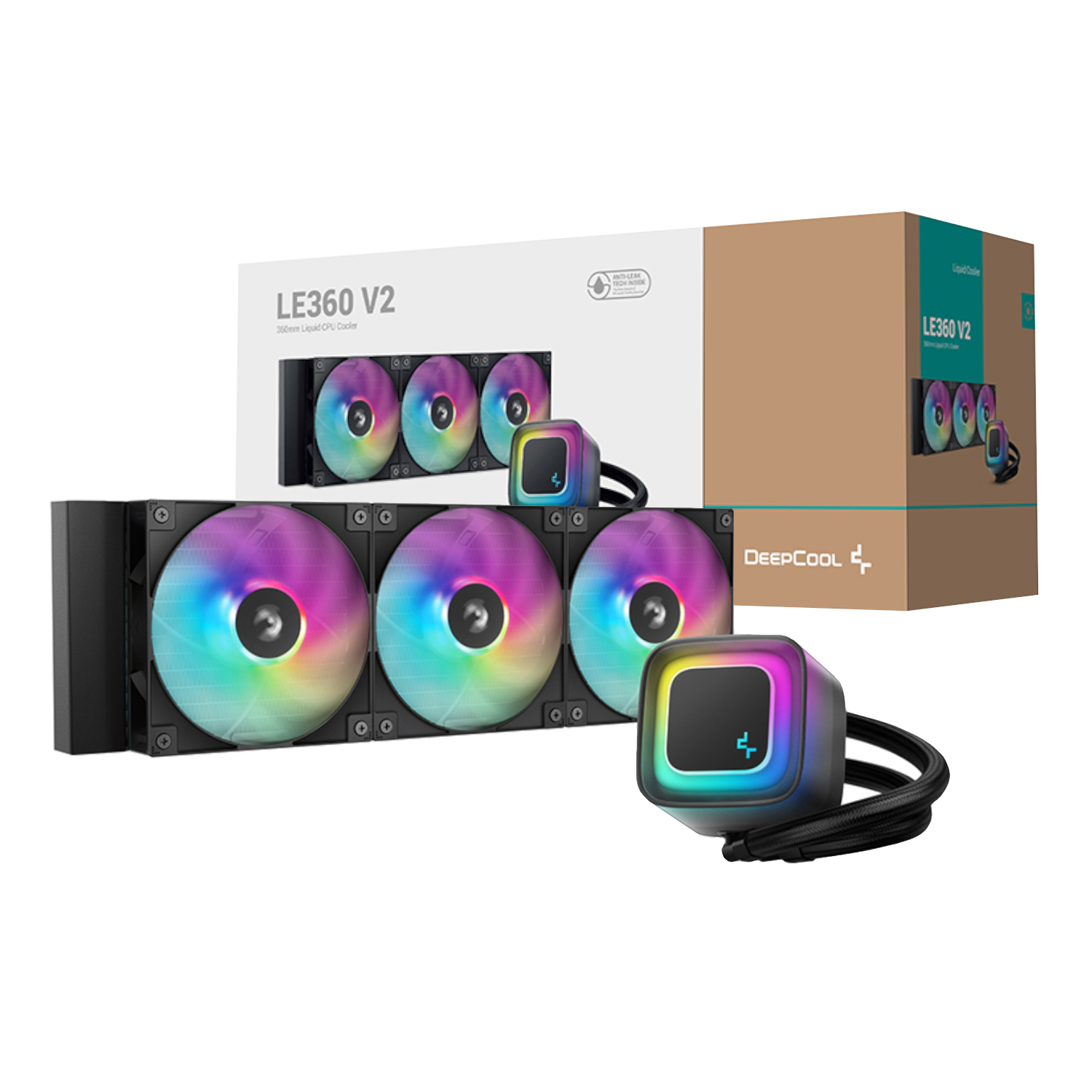 DeepCool LE360 V2 ARGB 360mm AIO Liquid Cooler – Black