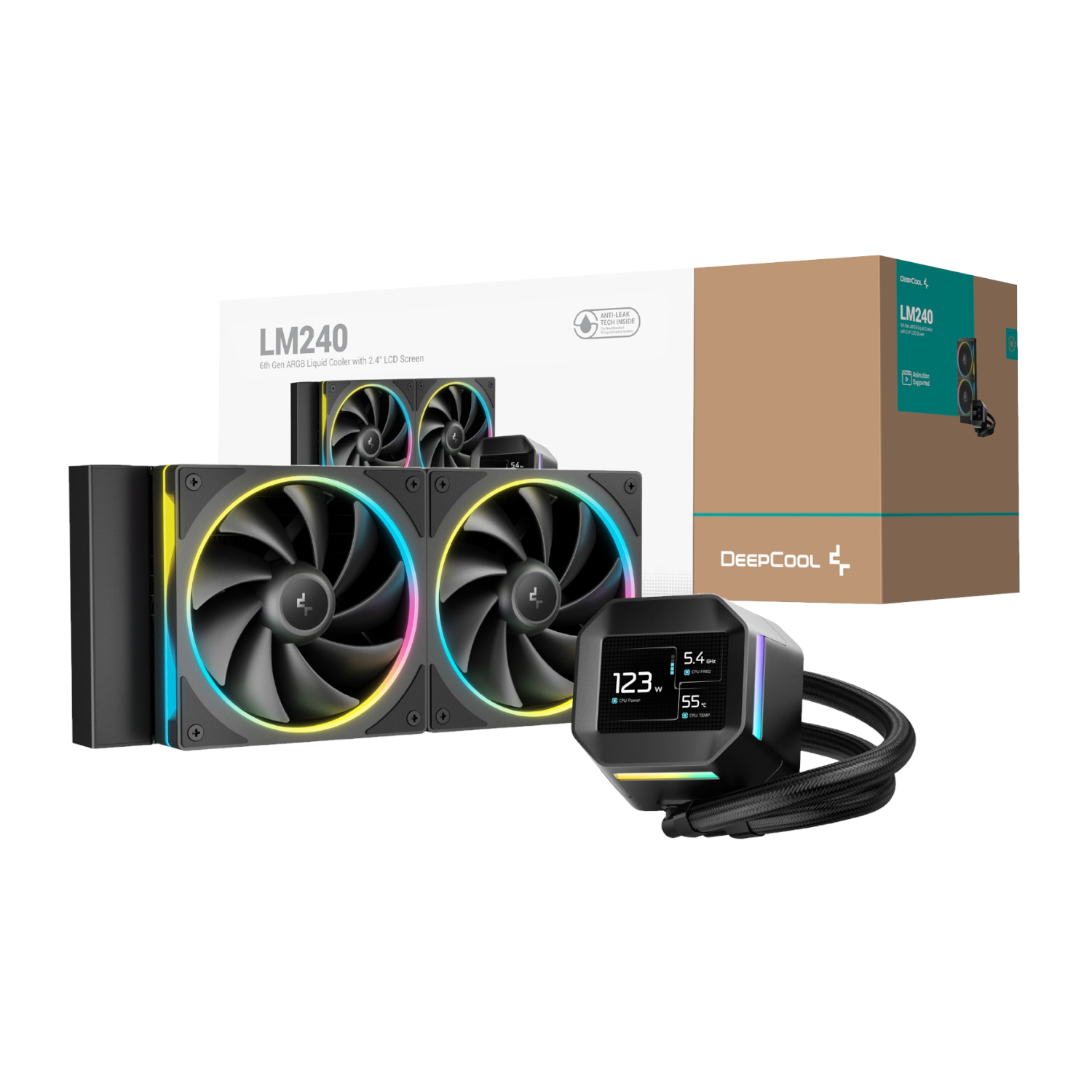 DeepCool LM240 ARGB 240mm AiO CPU Liquid Cooler – Black